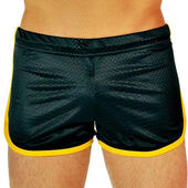  Мужские спортивные шорты Andrew Christian Retro Sports Mesh Gym Shorts Black Gold