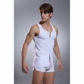 Мужская майка с пуговицами SuperBody White