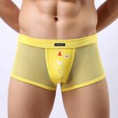 Мужские трусы боксеры желтые в сетку с рисунком Cockcon Unzip-Me Boxer Yellow
