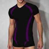 Мужская футболка черная с фиолетовыми вставками Doreanse 2527