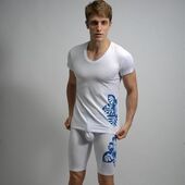 Мужская футболка белая с синим узором Shino White