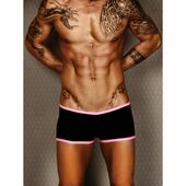 Мужские трусы боксеры черные с розовой окантовкой Wild Milk Neon Stripes Boxer Black