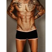 Мужские трусы боксеры черные с оранжевой окантовкой Wild Milk Neon Stripes Boxer Black