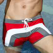 Мужские плавки серые с красными вставками Superbody Swim Brief
