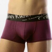 Мужские трусы боксеры фиолетовые с черной косой резинкой Calvin Klein Black Waistband Italics Boxer Violet