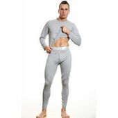 Мужское термобелье утепленное с серебристой резинкой Calvin Klein Thermal Steel Underwear Grey