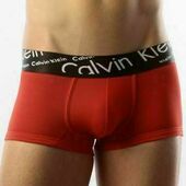 Мужские трусы боксеры красные с черной косой резинкой Calvin Klein Black Waistband Italics Boxer Red